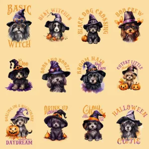 39 Halloween Witch Dogs Quotes Designs Bundle PNG