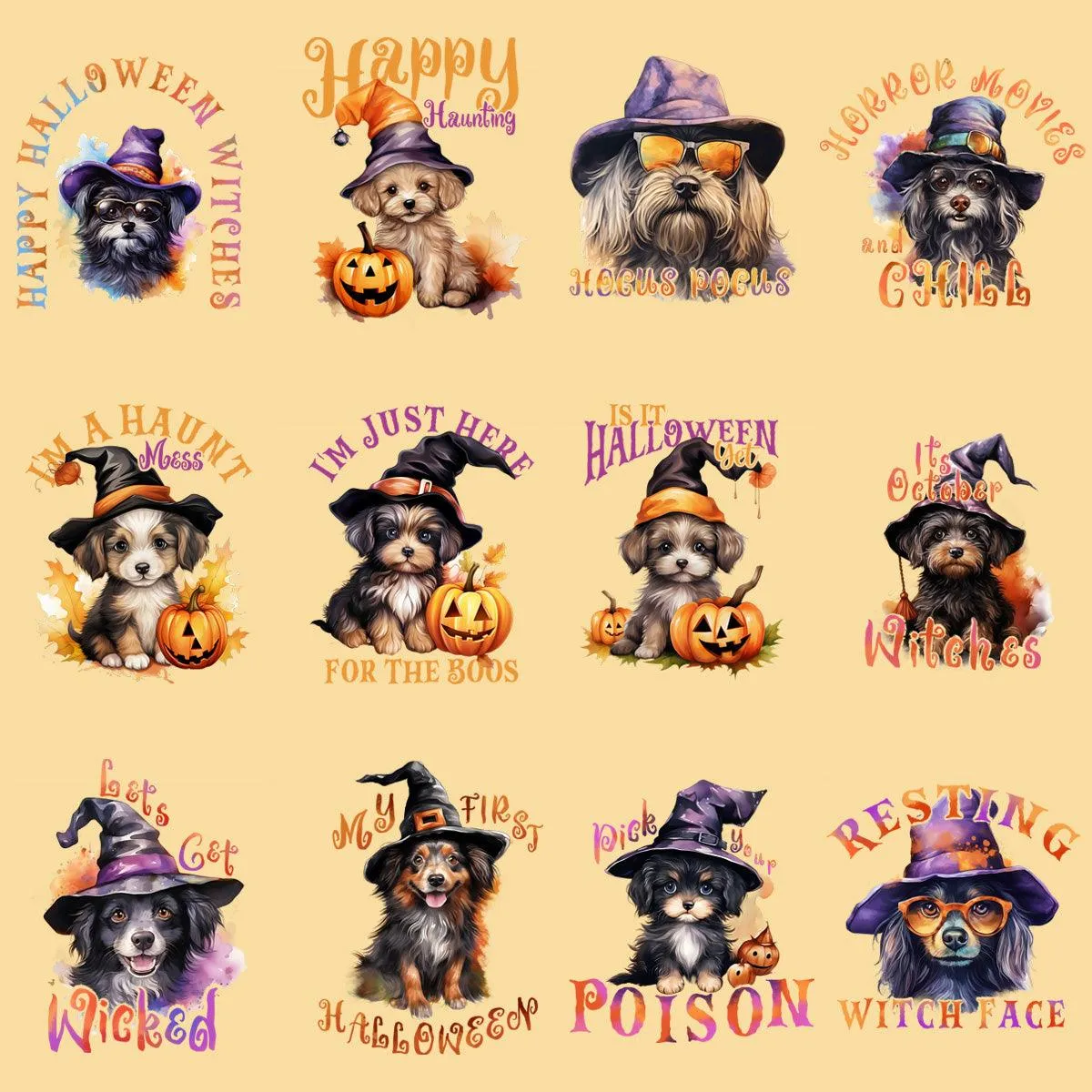39 Halloween Witch Dogs Quotes Designs Bundle PNG