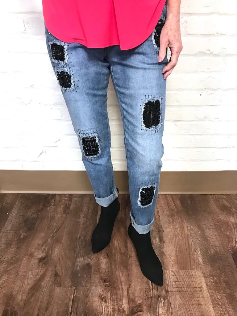 Accented Patched Jean