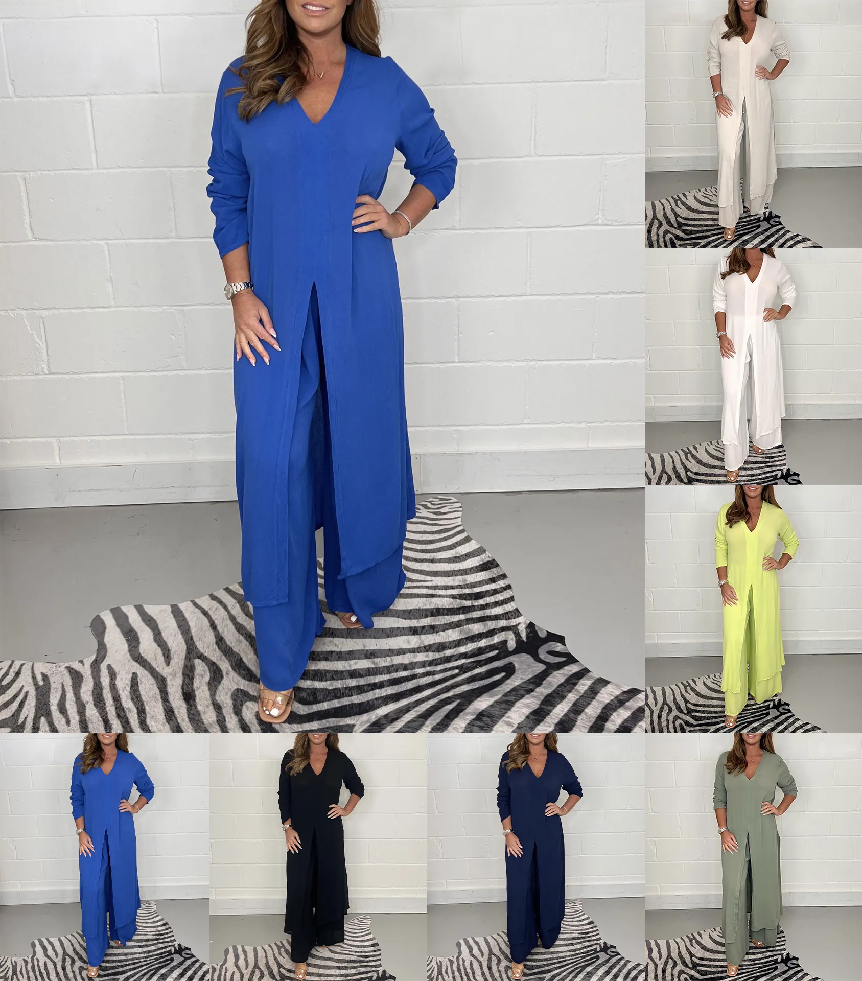 Alejandra - Relaxed V-Neck Two-Piece Outfit