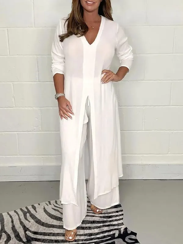Alejandra - Relaxed V-Neck Two-Piece Outfit