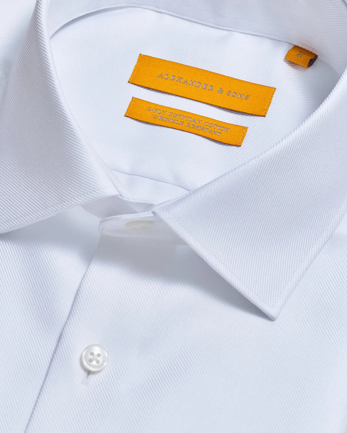 Alexander & Sons, White Twill, Long Sleeve Shirt