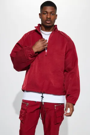 As It Was Nylon Anorak Jacket - Burgundy
