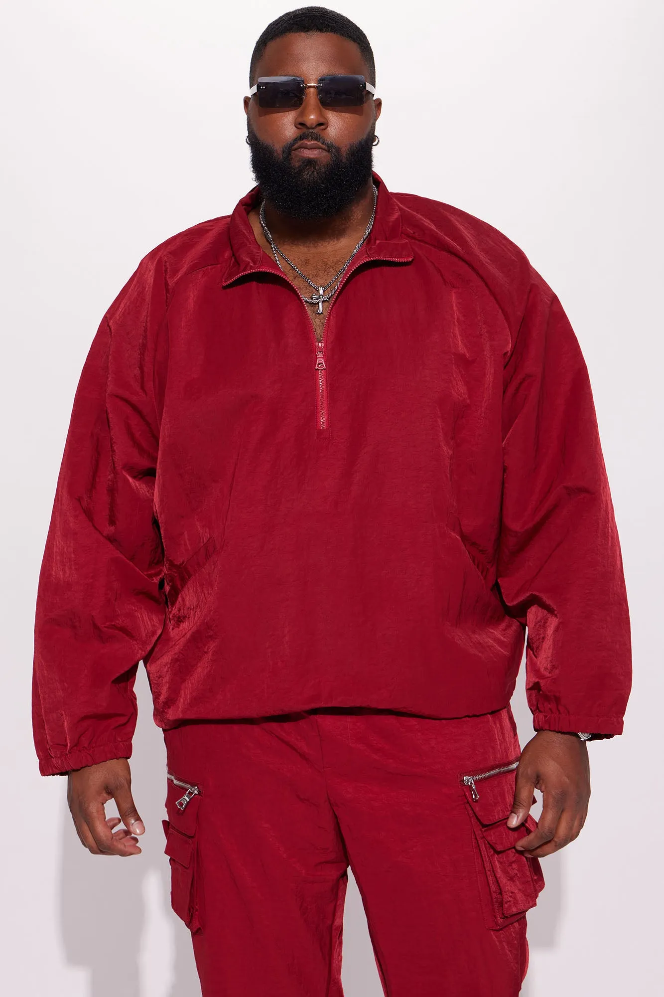 As It Was Nylon Anorak Jacket - Burgundy