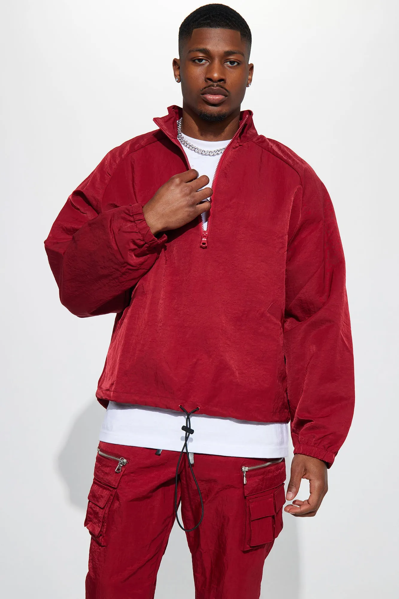 As It Was Nylon Anorak Jacket - Burgundy