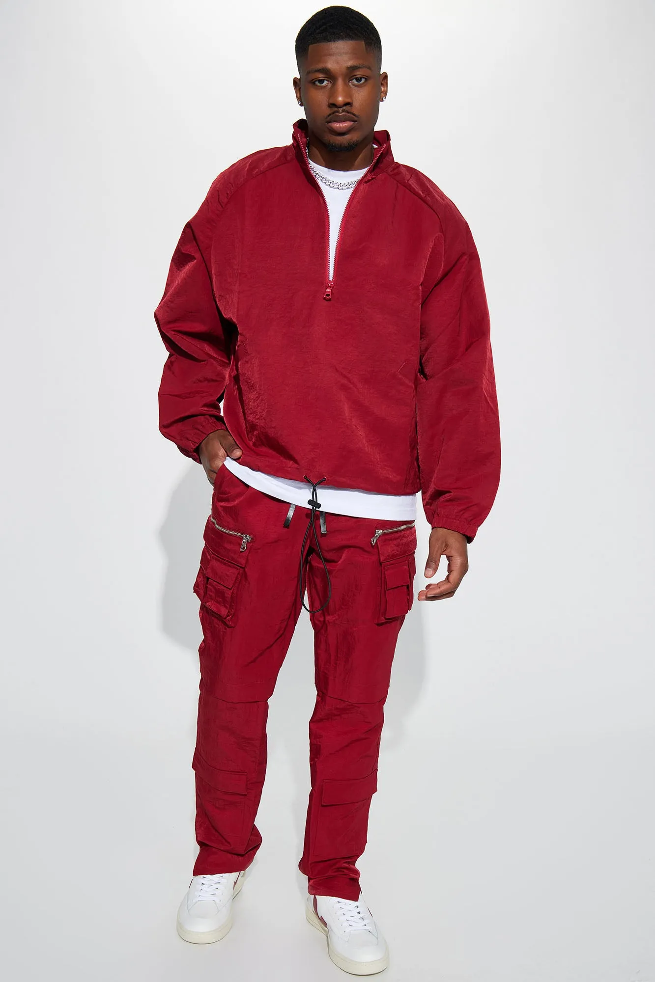 As It Was Nylon Anorak Jacket - Burgundy