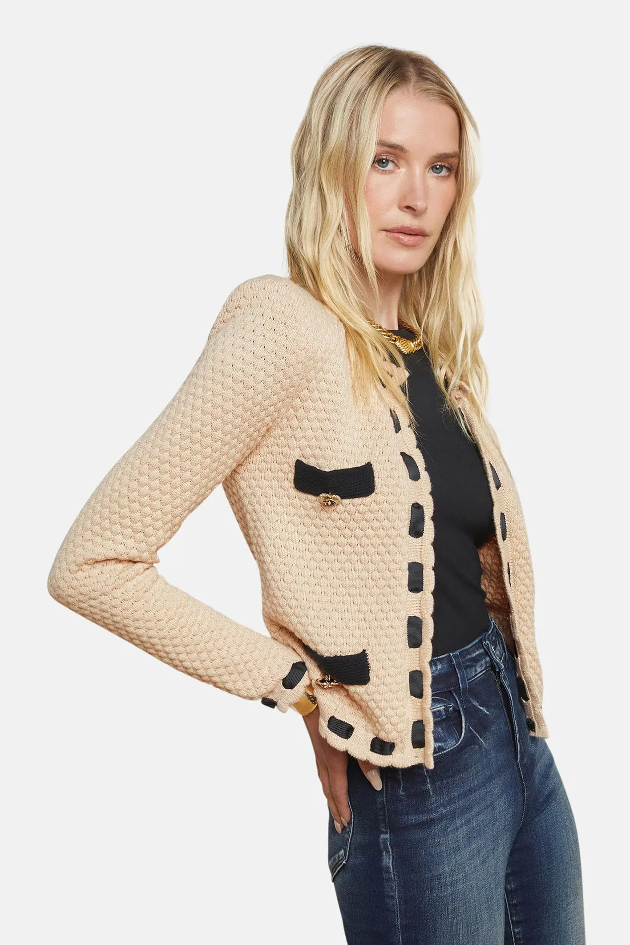 Astor Cardigan Biscuit/Black