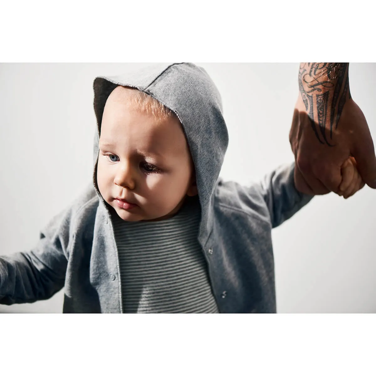 Baby Hooded Cardigan in Grey Melange by Gray Label