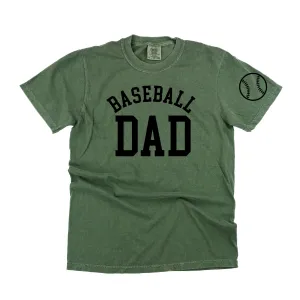 Baseball Dad - Baseball Detail on Sleeve - SHORT SLEEVE COMFORT COLORS TEE