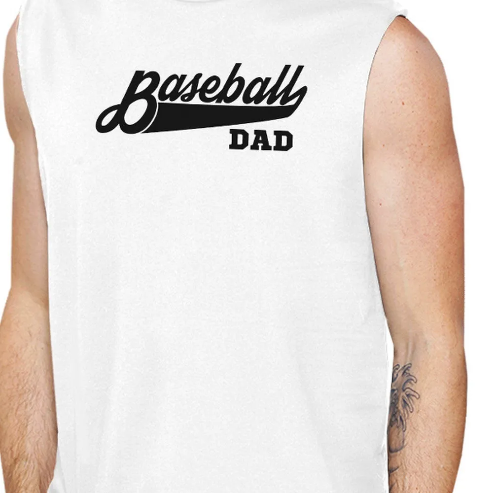 Baseball Dad Men's White Muscle Tank Top Unique Gifts From Daughter