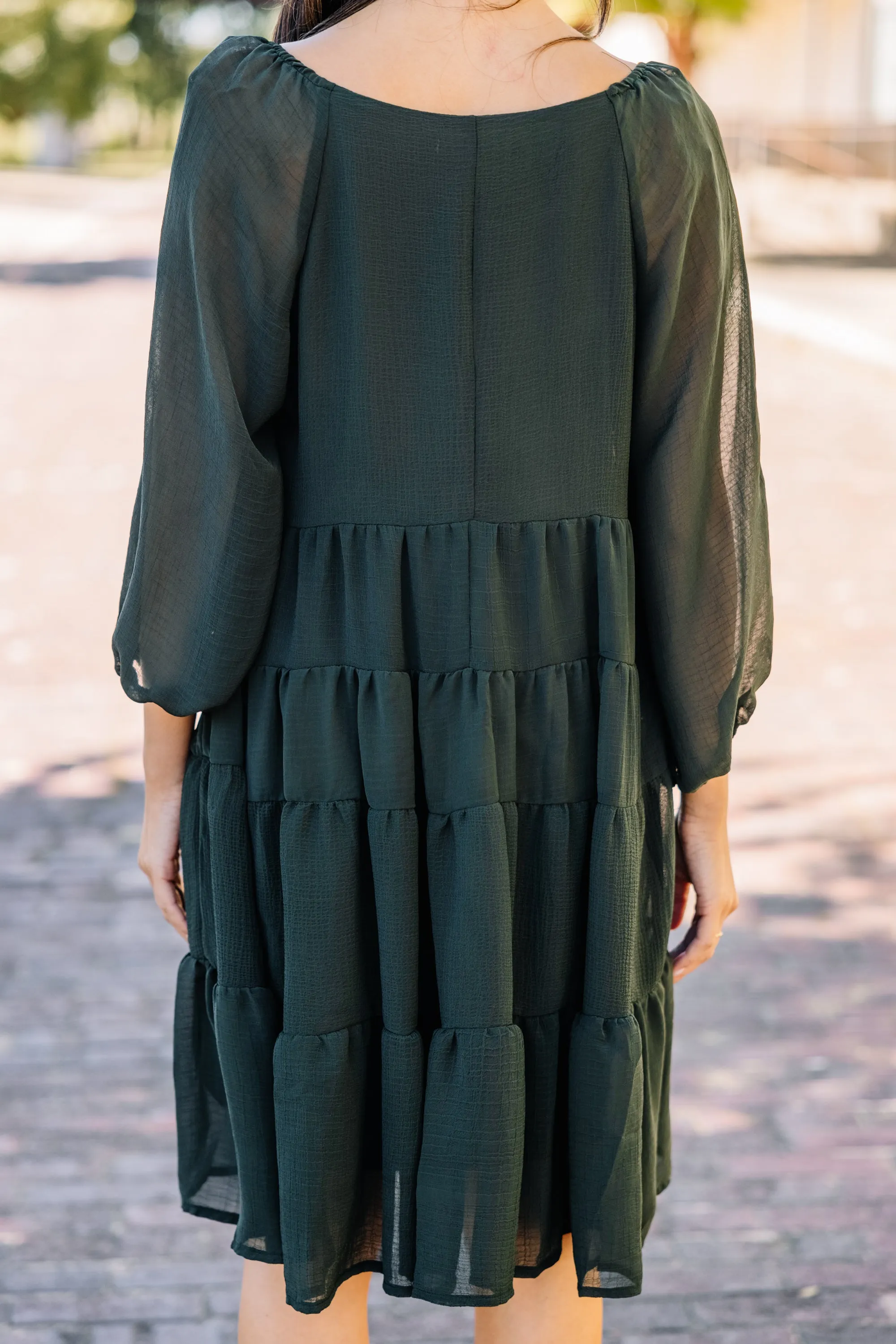 Before You Know It Hunter Green Tiered Dress