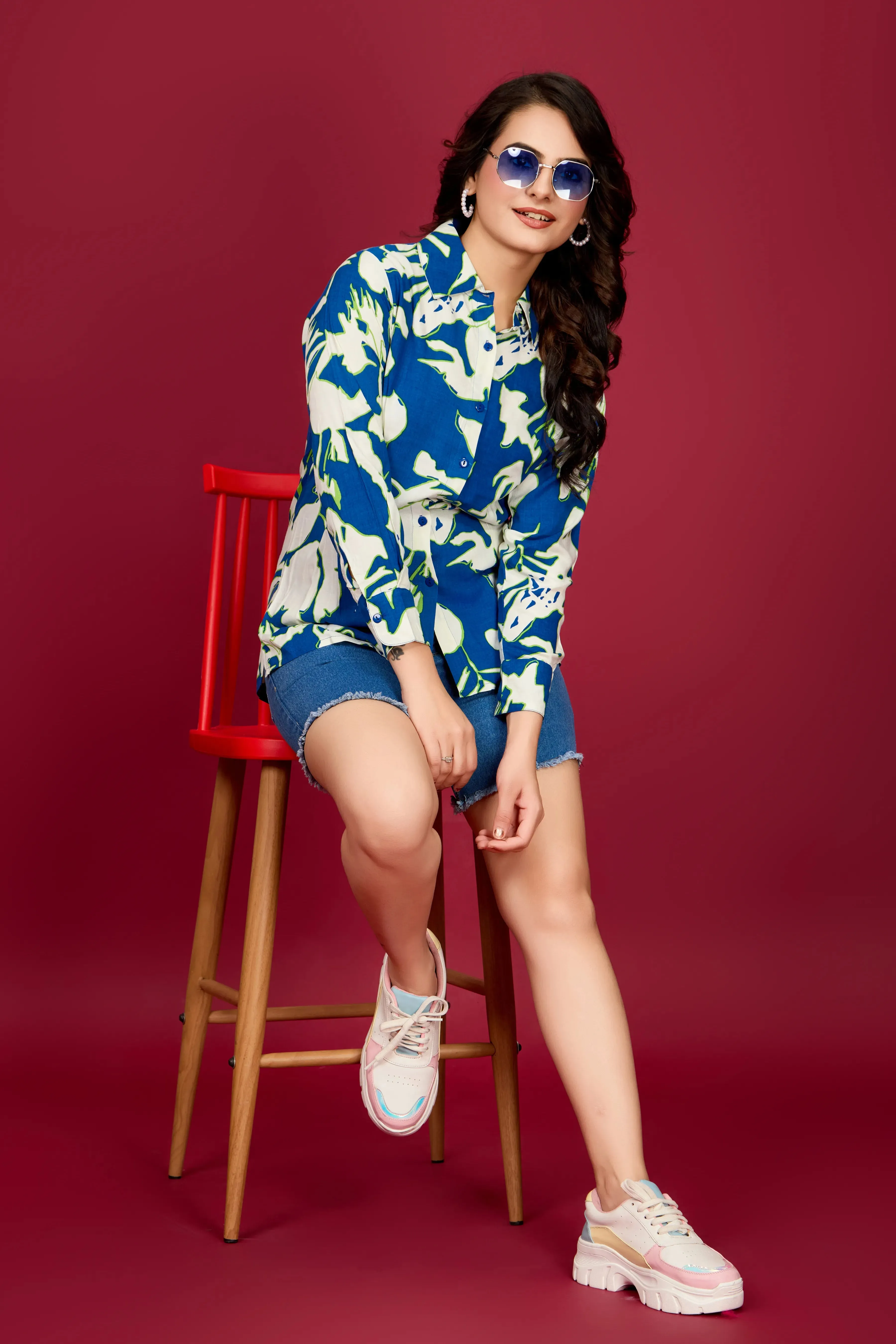 Blue Abstract Rayon Printed  Shirt