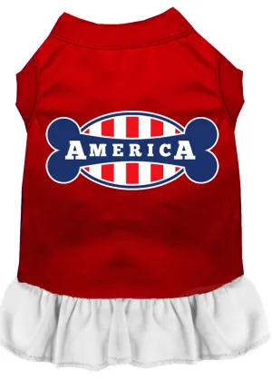 Bonely In America Screen Print Dress Red With White Xxxl