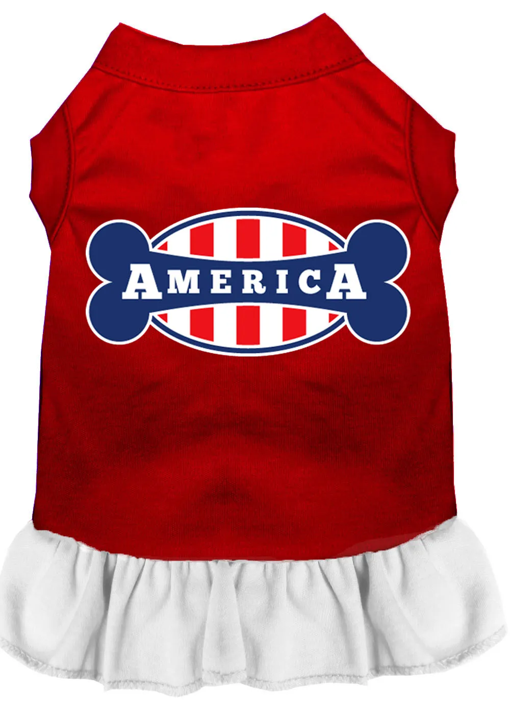 Bonely In America Screen Print Dress Red With White Xxxl