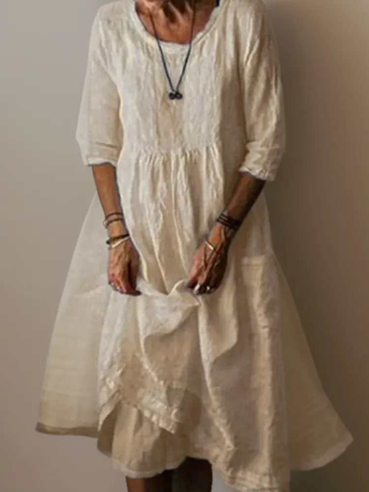 Carolien - Flowing Maxi Dress with Relaxed Round Neckline