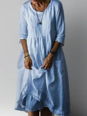 Carolien - Flowing Maxi Dress with Relaxed Round Neckline