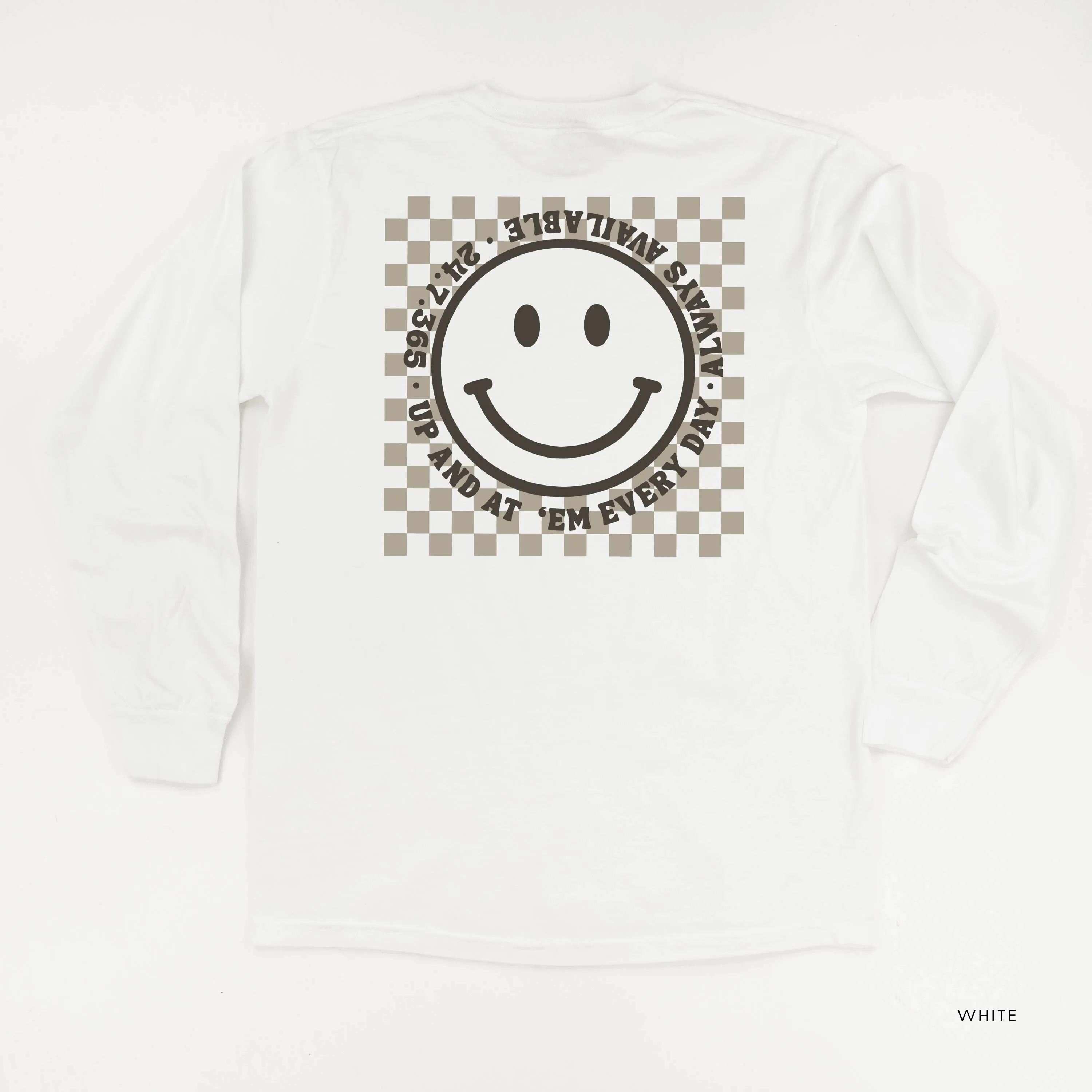 CARPOOL QUEEN (Up And At 'Em Smiley Face on Back) - Long Sleeve Comfort Colors Tee