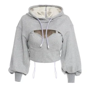 CASUAL CROP  PULL OVER HOODIE
