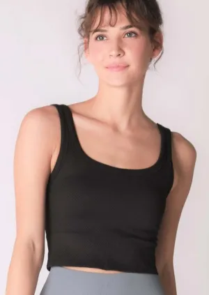 Chevron Ribbed Knit Cropped Tank Made in USA - Clearance Final Sale