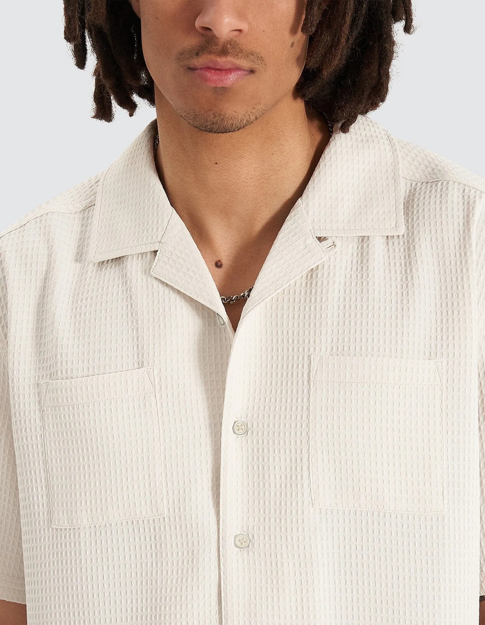 Crepes Cropped Resort Shirt Bone