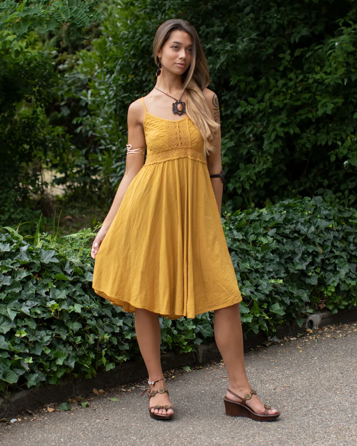 Crochet Swing Dress Yellow