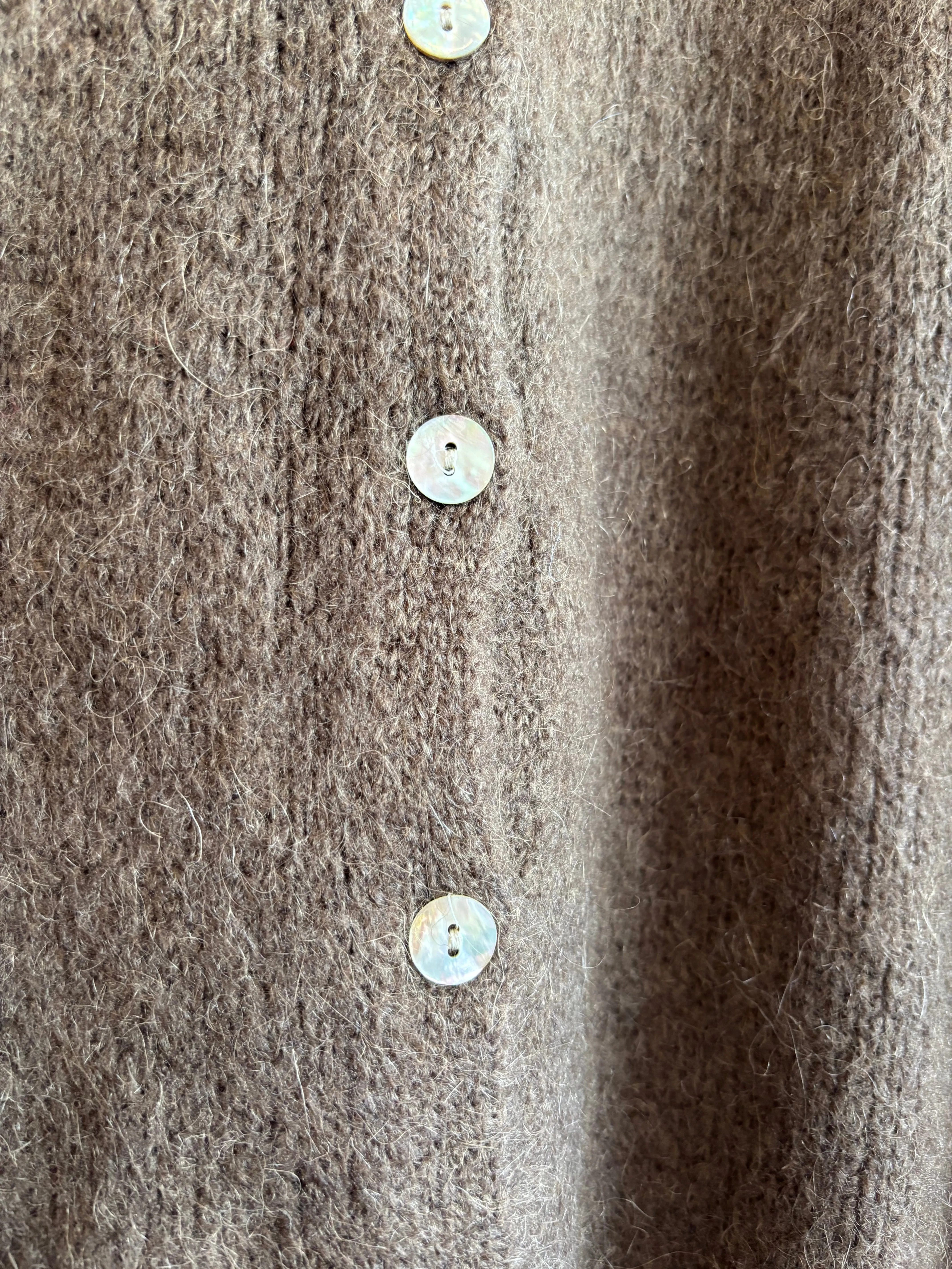 Cropped Sleeve Mohair Cardigan Chocolate