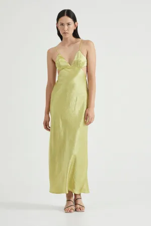 CRUSH BIAS TRI MIDI DRESS | KIWI