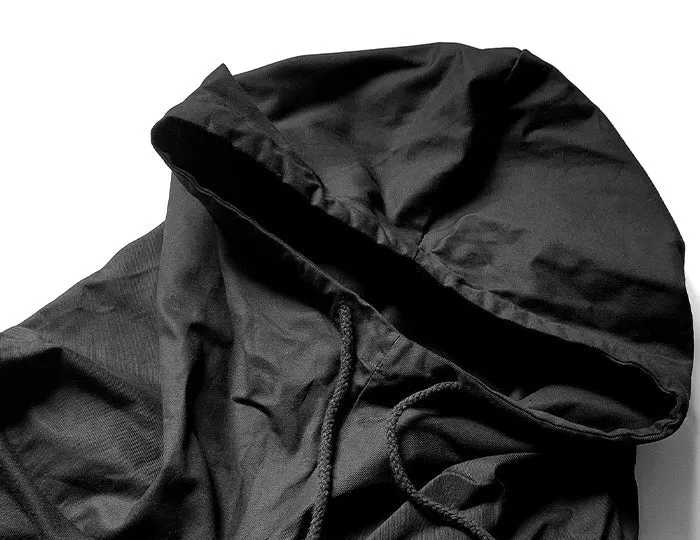 DARK Japanese Streetwear Man Hoodies Hip Hop Embroideried Pullover Patchwork Fake Two Darkwear Tops Techwear Hoodies