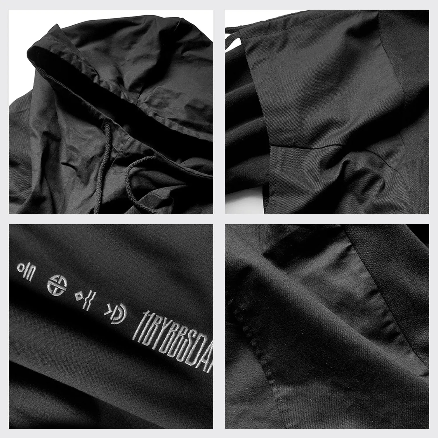DARK Japanese Streetwear Man Hoodies Hip Hop Embroideried Pullover Patchwork Fake Two Darkwear Tops Techwear Hoodies