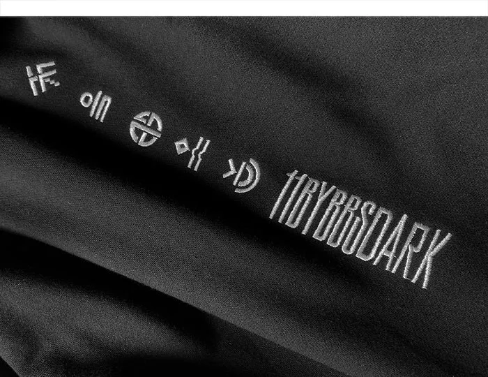 DARK Japanese Streetwear Man Hoodies Hip Hop Embroideried Pullover Patchwork Fake Two Darkwear Tops Techwear Hoodies