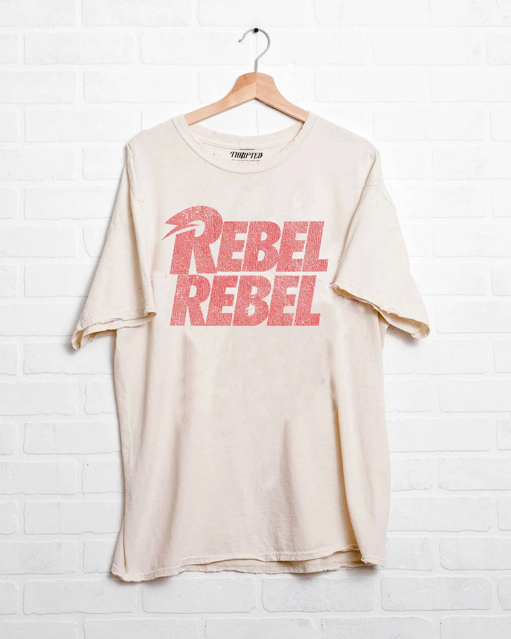 David Bowie Rebel Repeat Off White Thrifted Graphic Tee