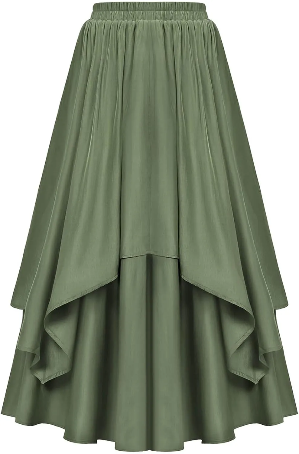 Double Layered Long Skirt for Women Trendy Asymmetrical Ruffle A Line Skirts Vintage High Waisted Long Skirt