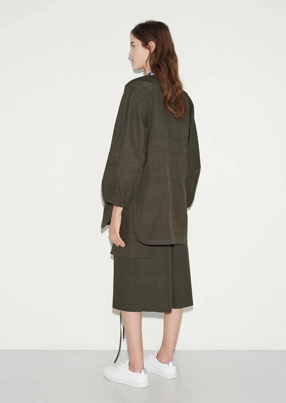 Double Tie Round Collar Coat