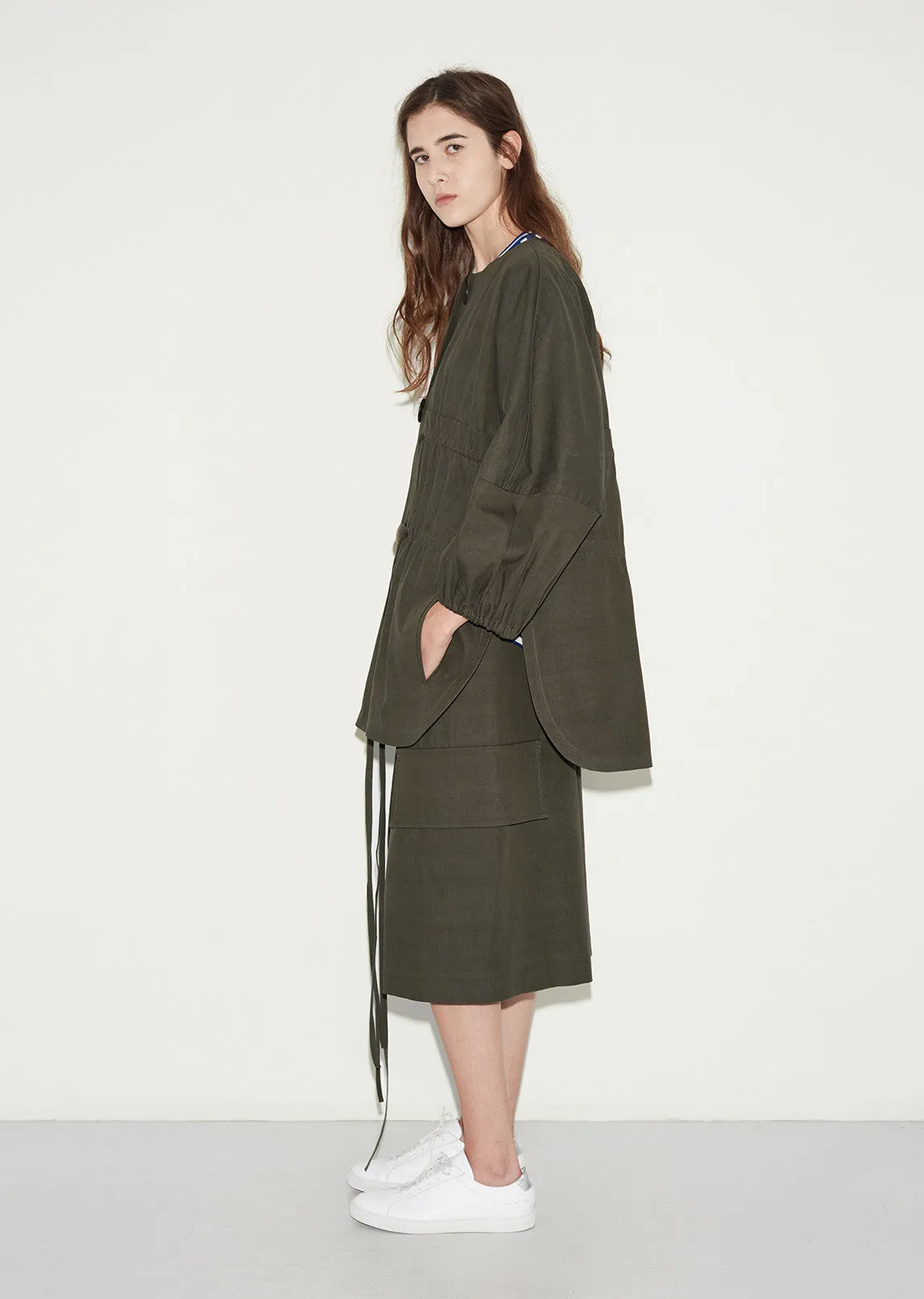 Double Tie Round Collar Coat