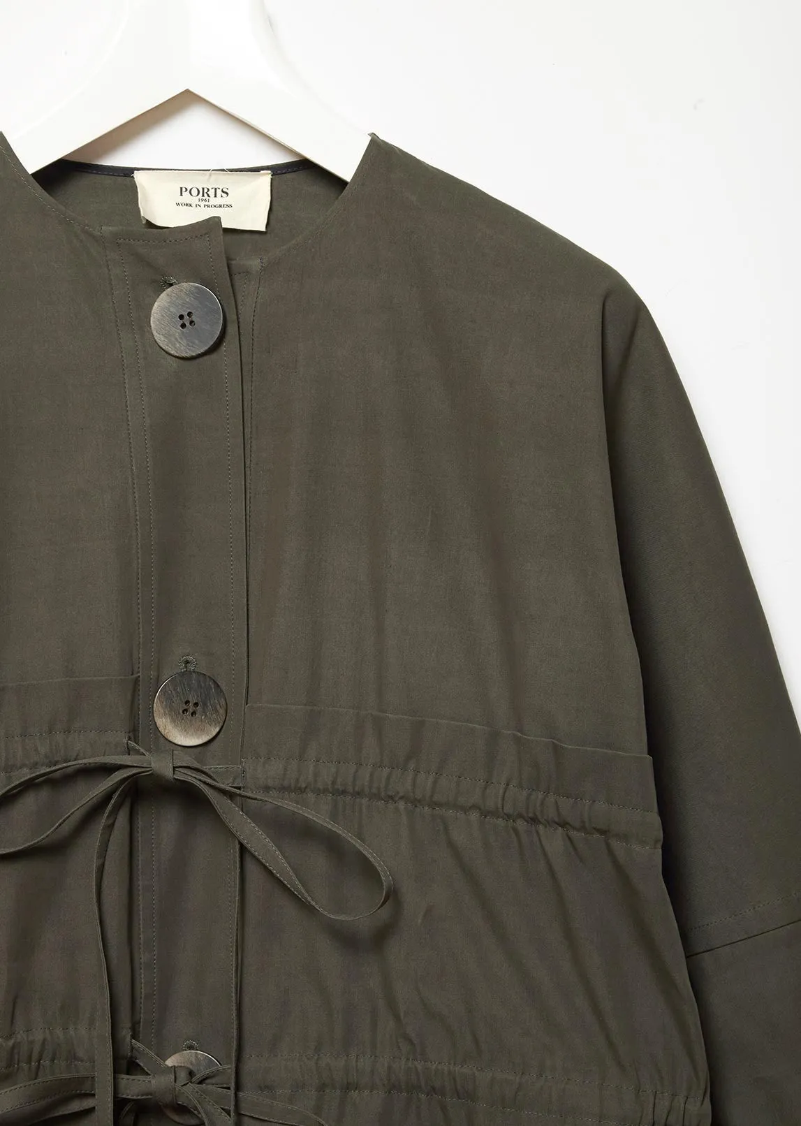 Double Tie Round Collar Coat