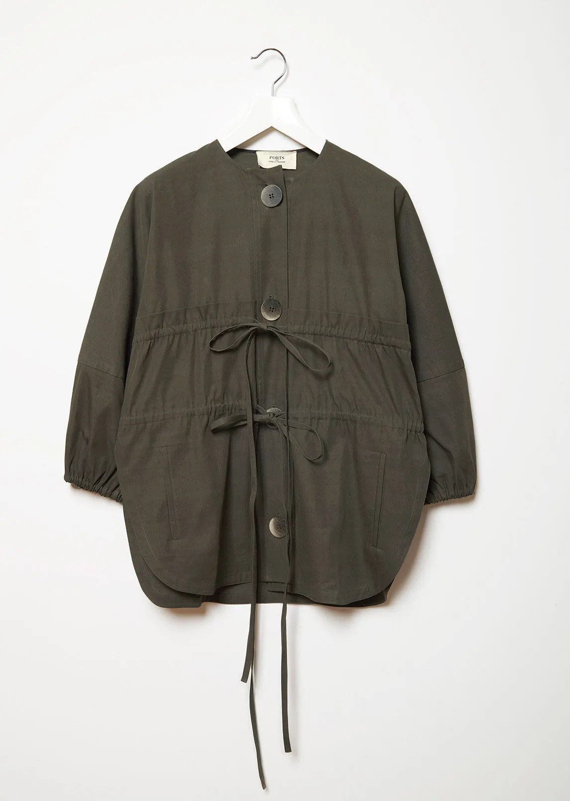 Double Tie Round Collar Coat