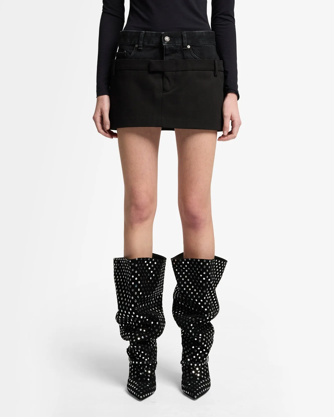 Double Waist Skirt in Black