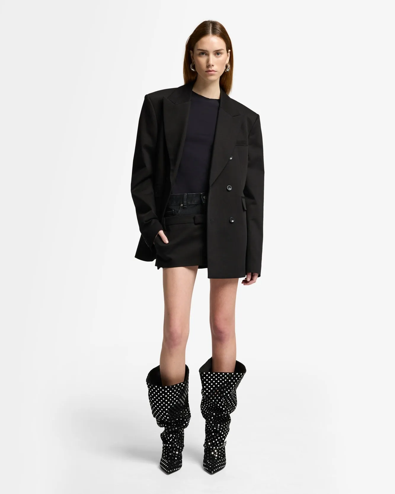 Double Waist Skirt in Black