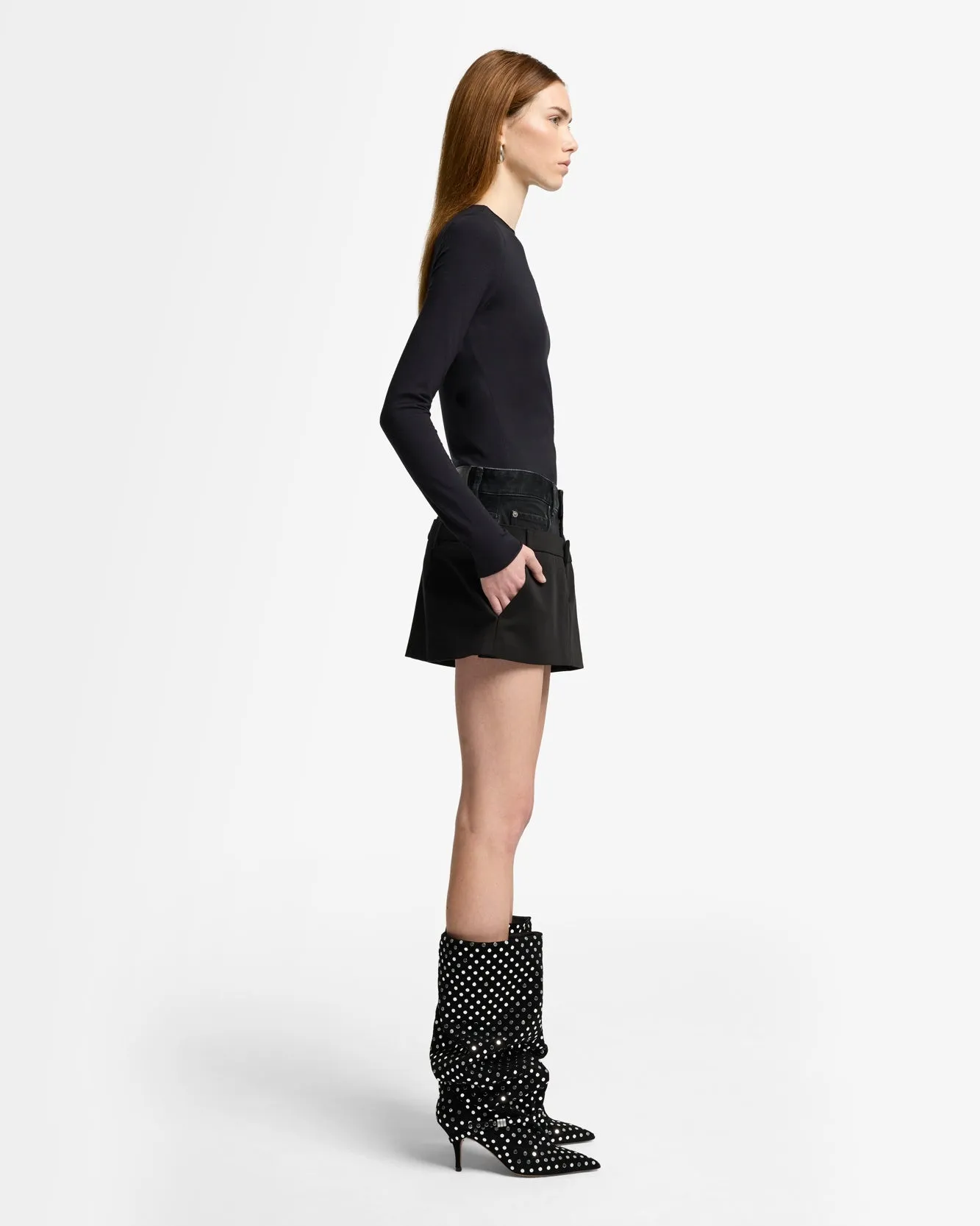 Double Waist Skirt in Black