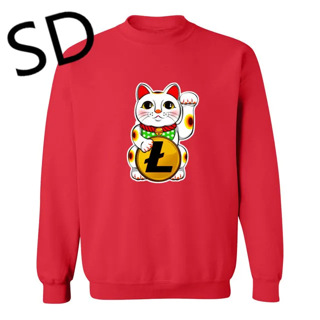 Dropshipping 3D Hoodies Men Litecoin Lucky Cat Maneki Neko Litecoin Sweatshirt Men moletom masculino poleron hombre crypto Tops