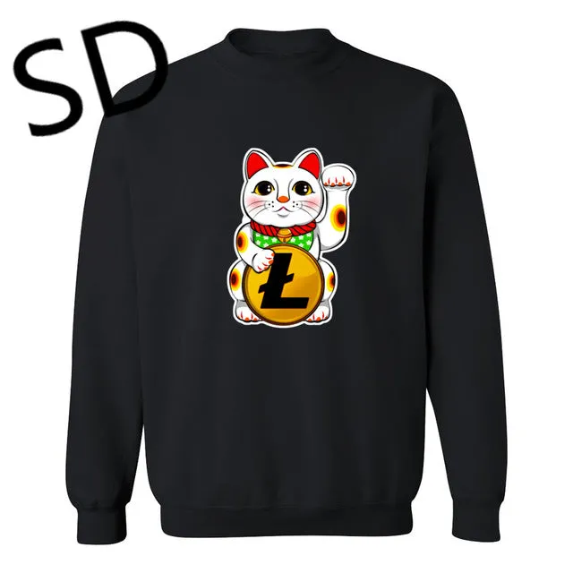 Dropshipping 3D Hoodies Men Litecoin Lucky Cat Maneki Neko Litecoin Sweatshirt Men moletom masculino poleron hombre crypto Tops