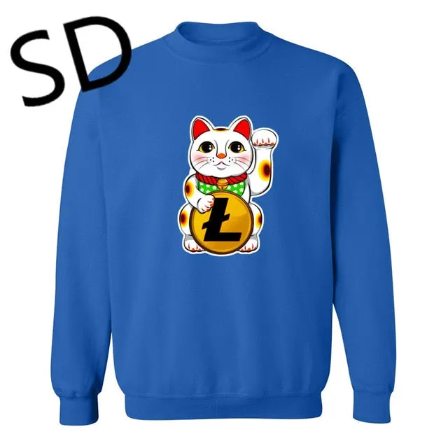 Dropshipping 3D Hoodies Men Litecoin Lucky Cat Maneki Neko Litecoin Sweatshirt Men moletom masculino poleron hombre crypto Tops