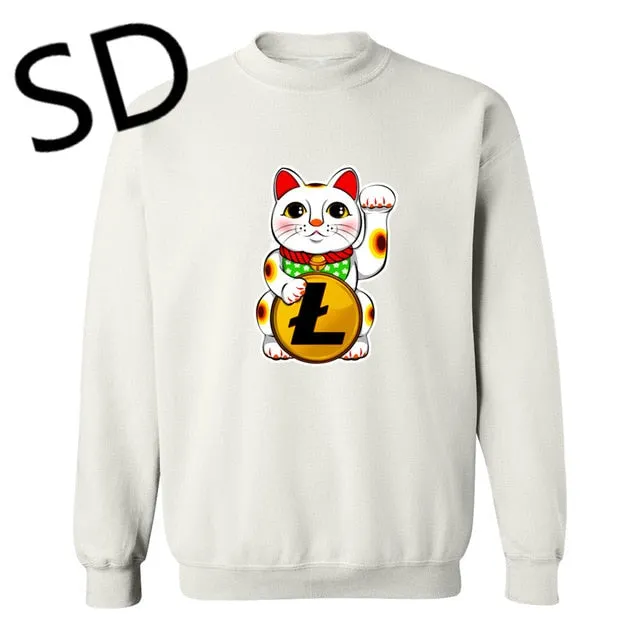 Dropshipping 3D Hoodies Men Litecoin Lucky Cat Maneki Neko Litecoin Sweatshirt Men moletom masculino poleron hombre crypto Tops