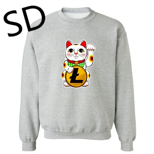 Dropshipping 3D Hoodies Men Litecoin Lucky Cat Maneki Neko Litecoin Sweatshirt Men moletom masculino poleron hombre crypto Tops