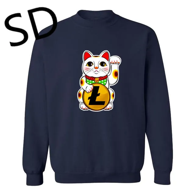 Dropshipping 3D Hoodies Men Litecoin Lucky Cat Maneki Neko Litecoin Sweatshirt Men moletom masculino poleron hombre crypto Tops