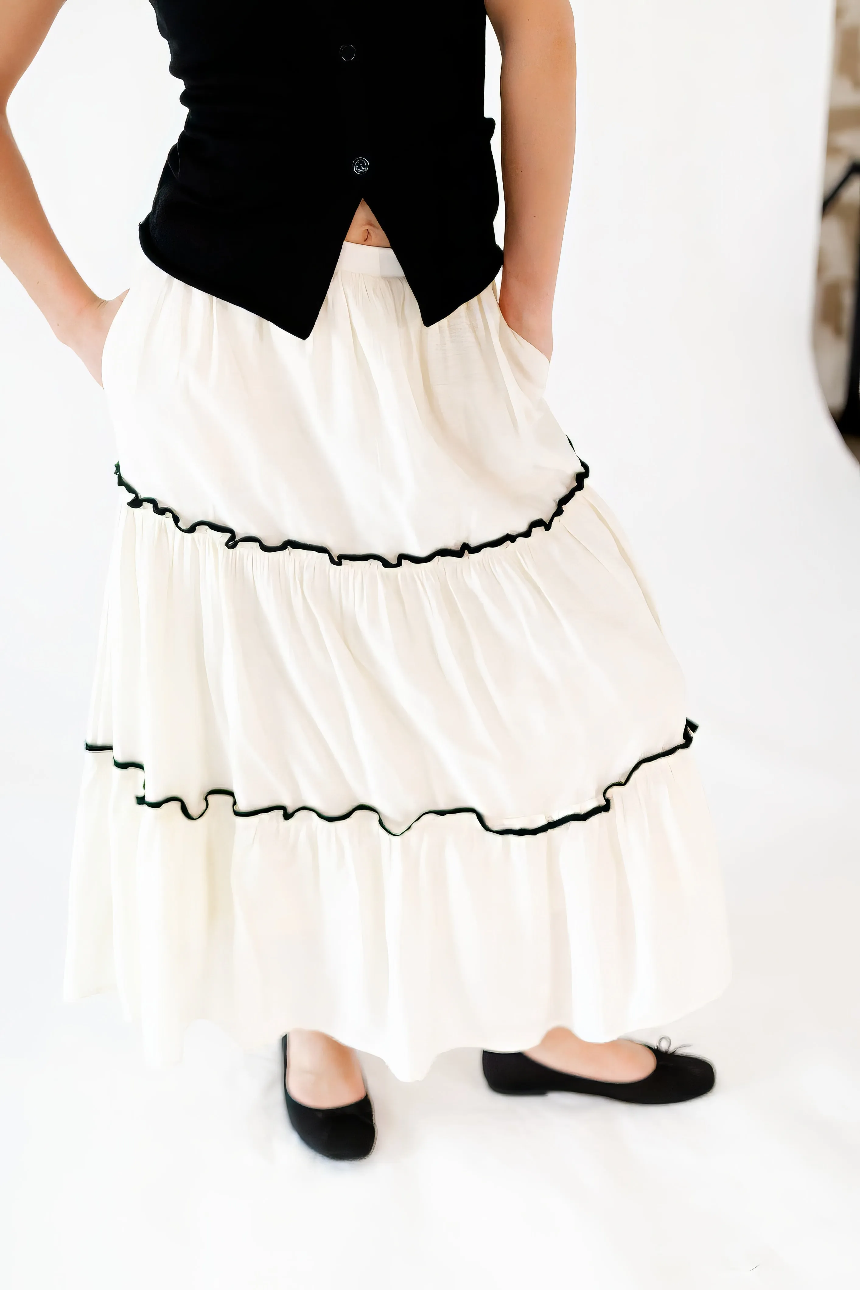 Effy Piped Midi Skirt