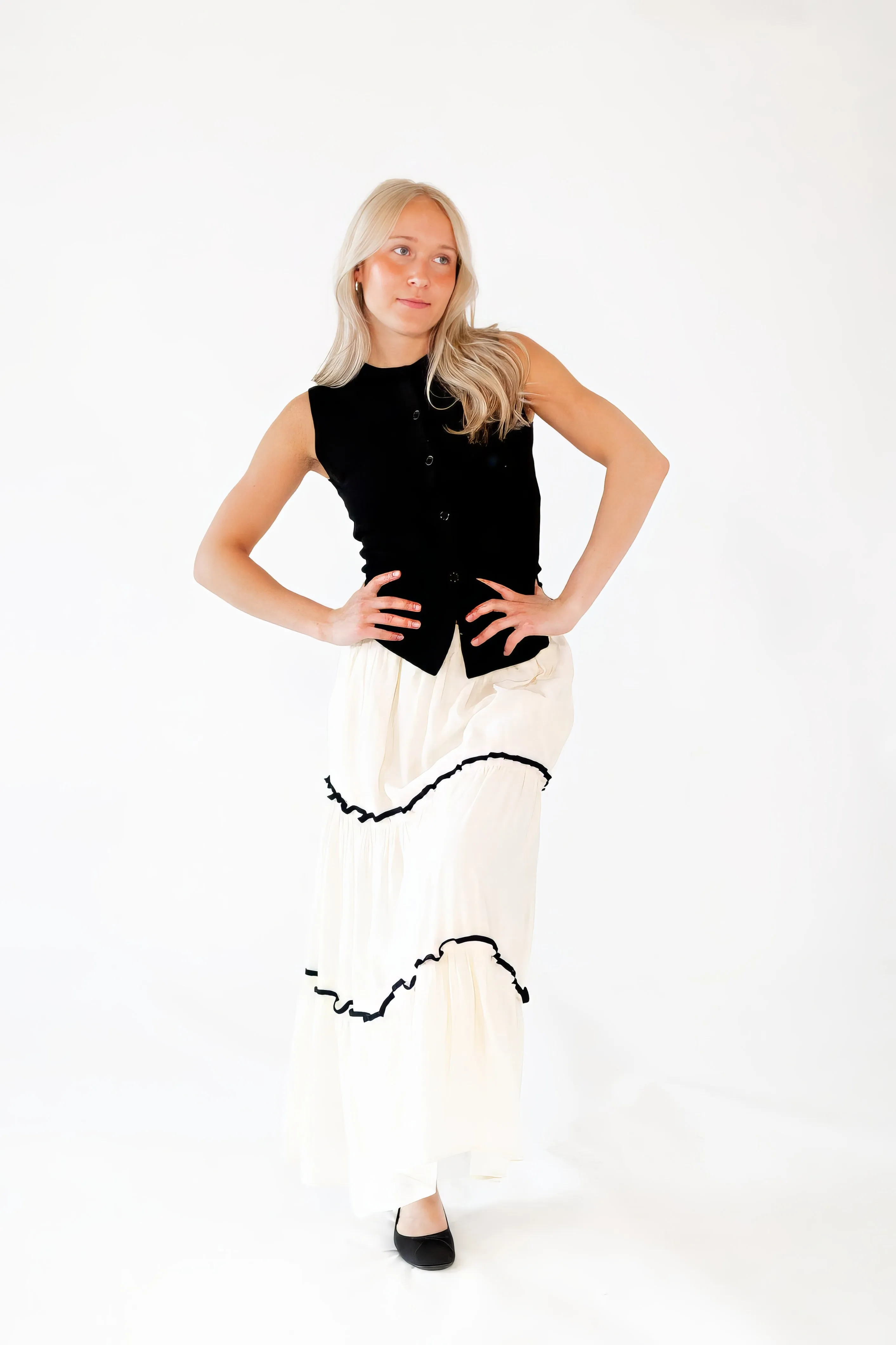 Effy Piped Midi Skirt