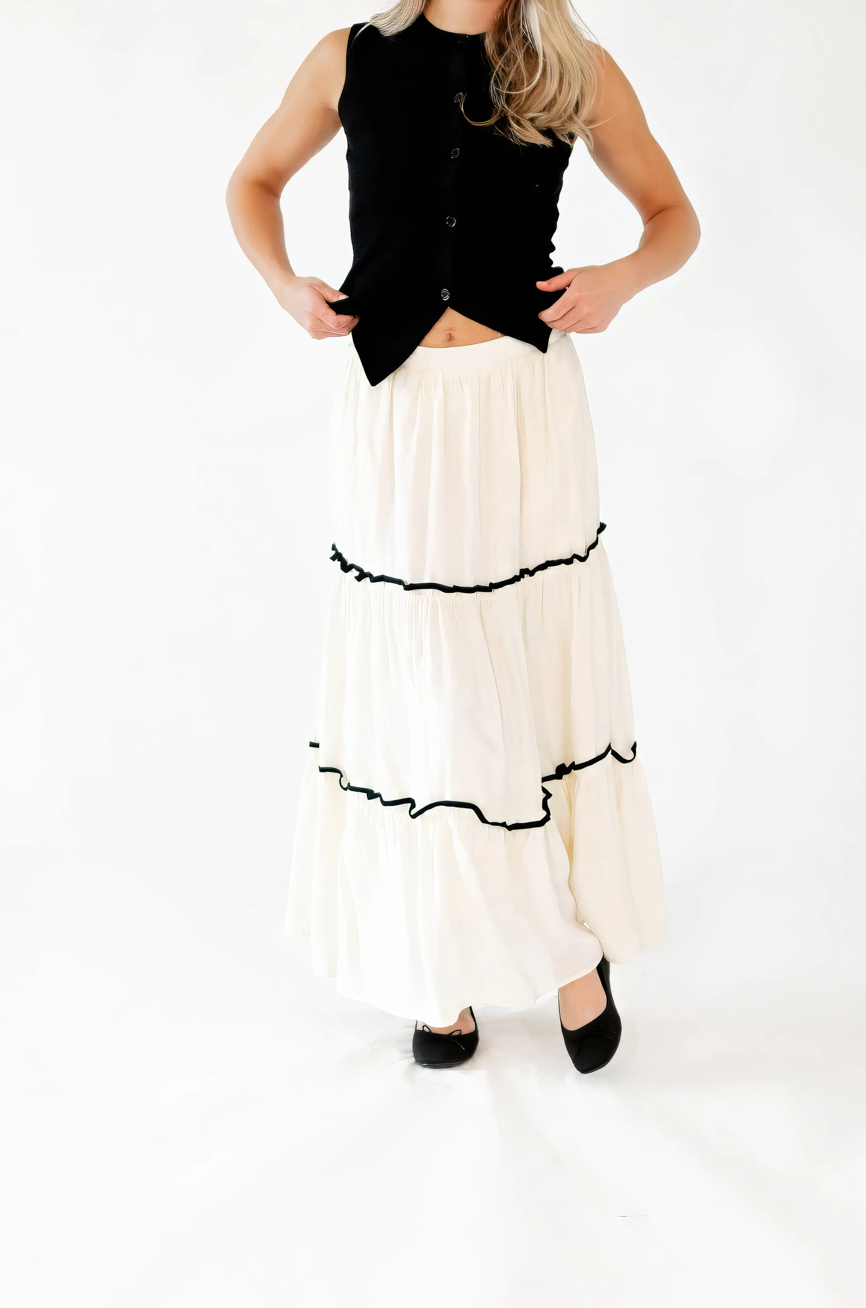 Effy Piped Midi Skirt