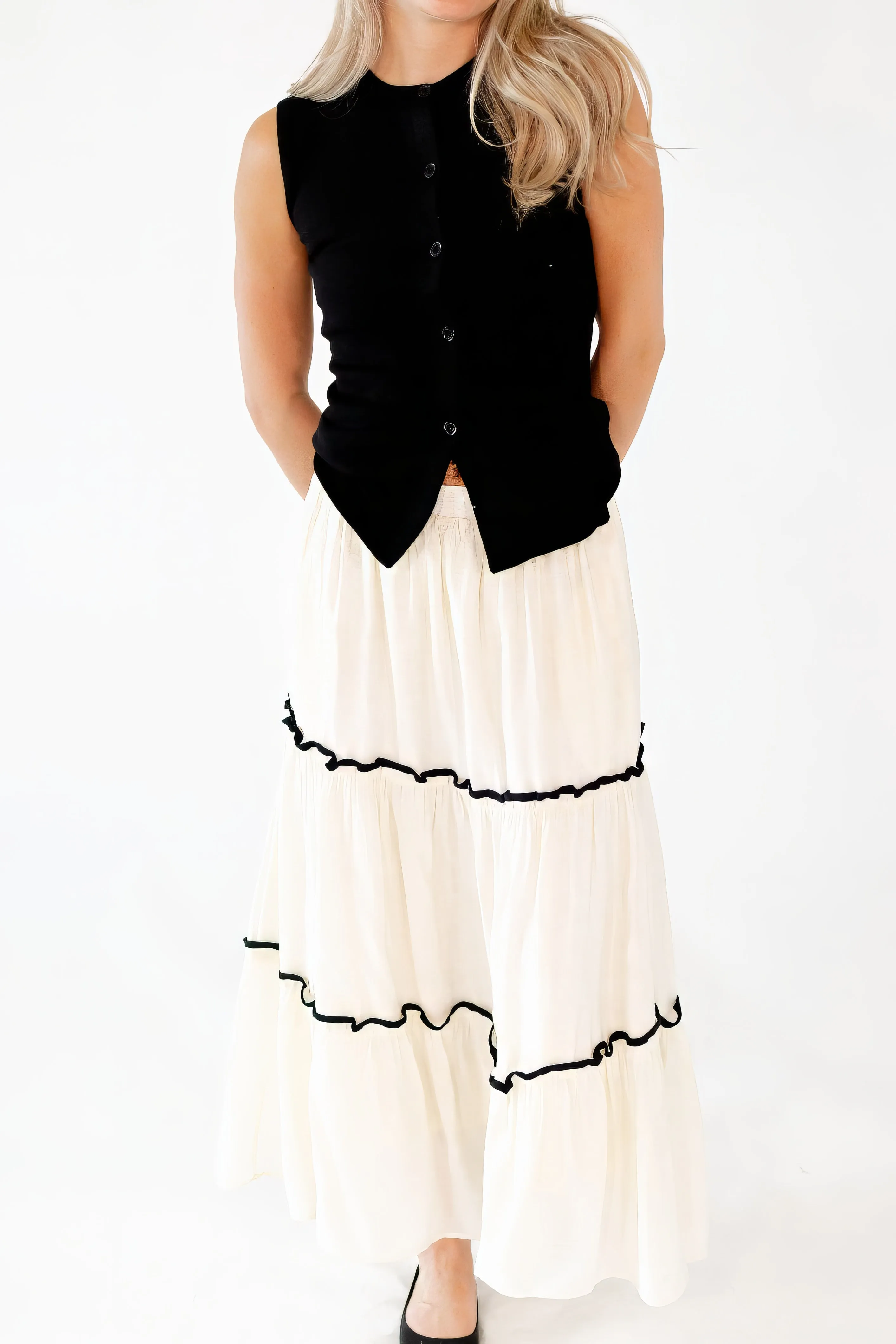 Effy Piped Midi Skirt