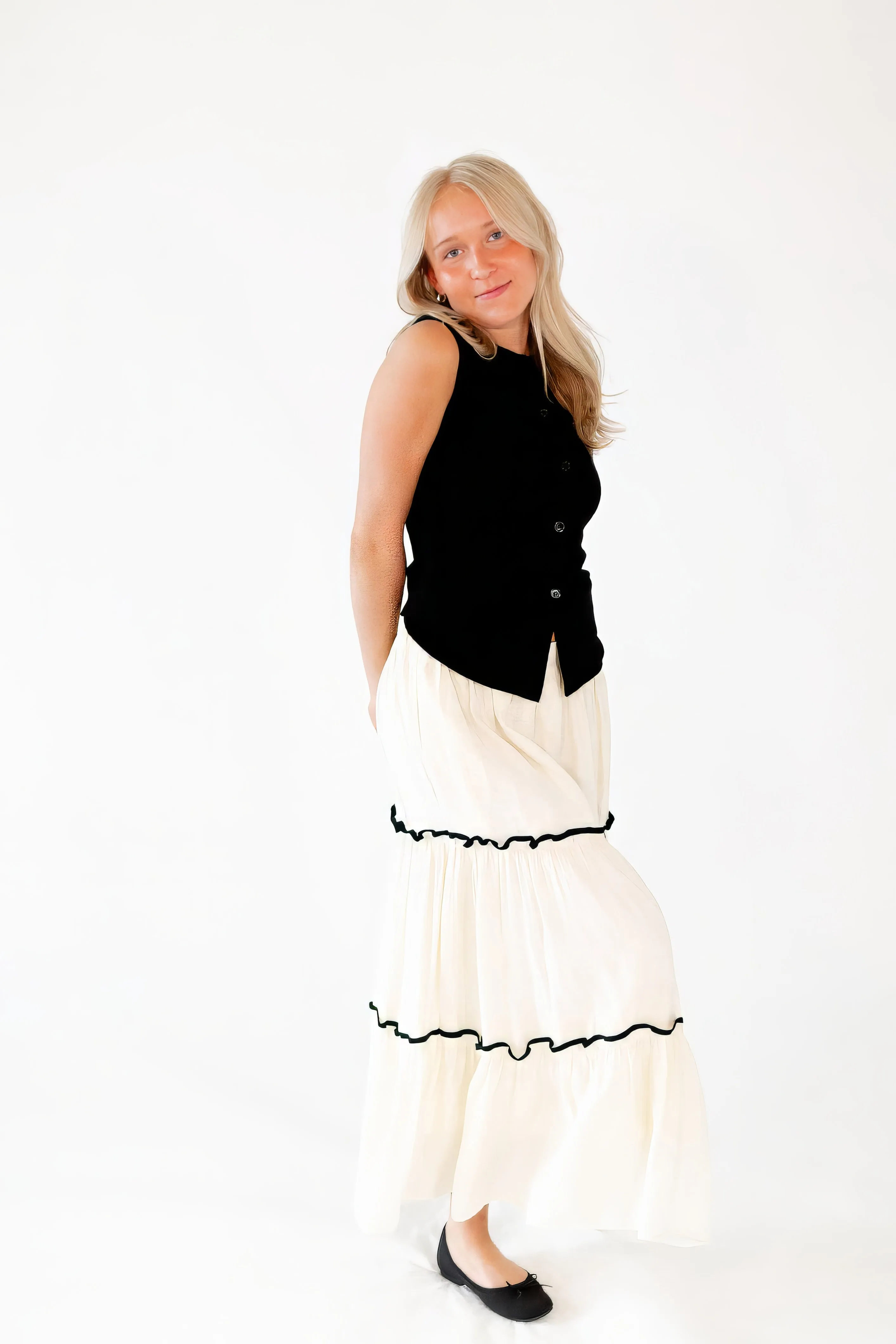 Effy Piped Midi Skirt